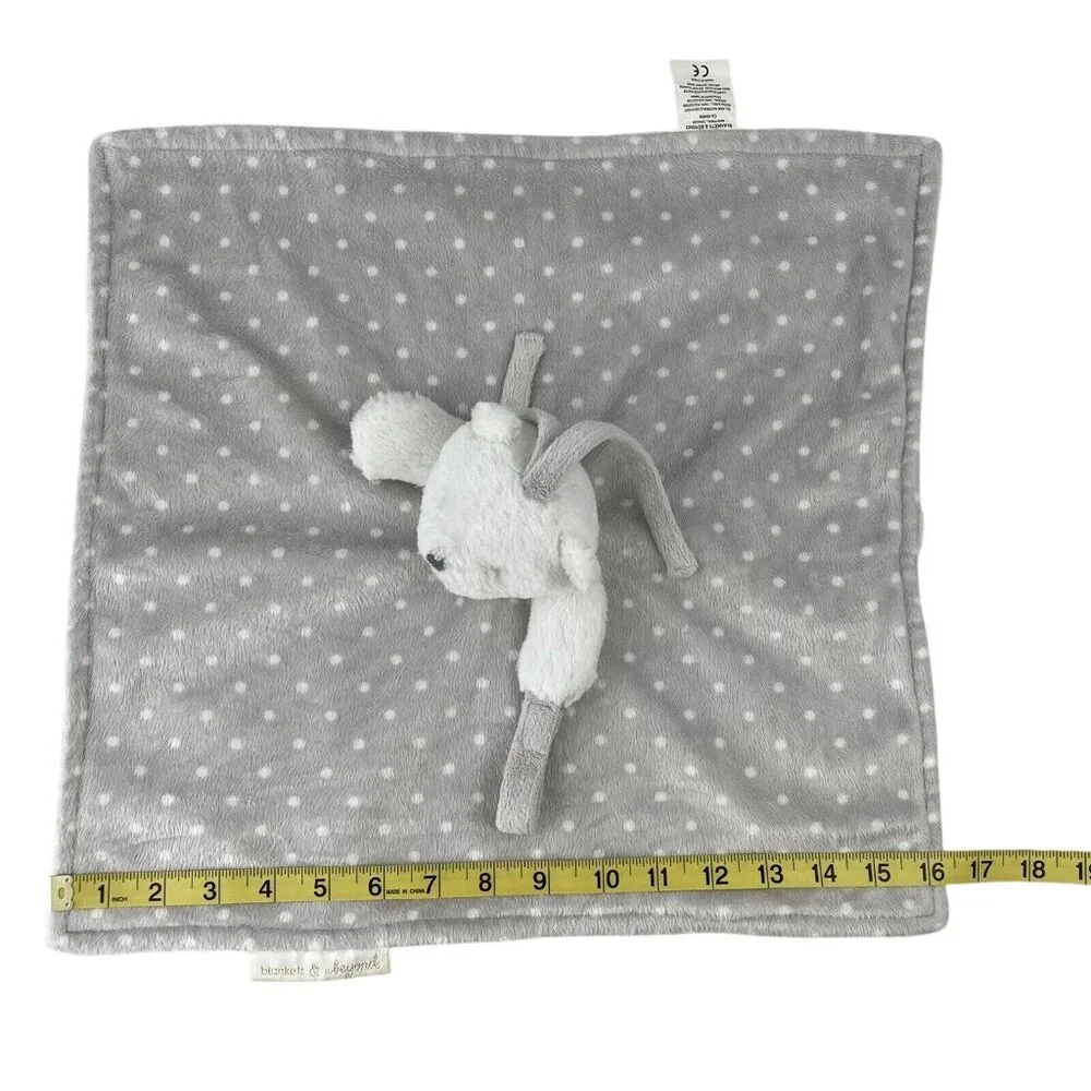 Blankets‎ & Beyond Teddy Bear Grey White Polka Dot Lovey Blanket Pacifier Holder